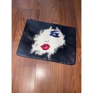 Red & Black Women's Cosmetic Zipper Pouch‎ Faux Leather